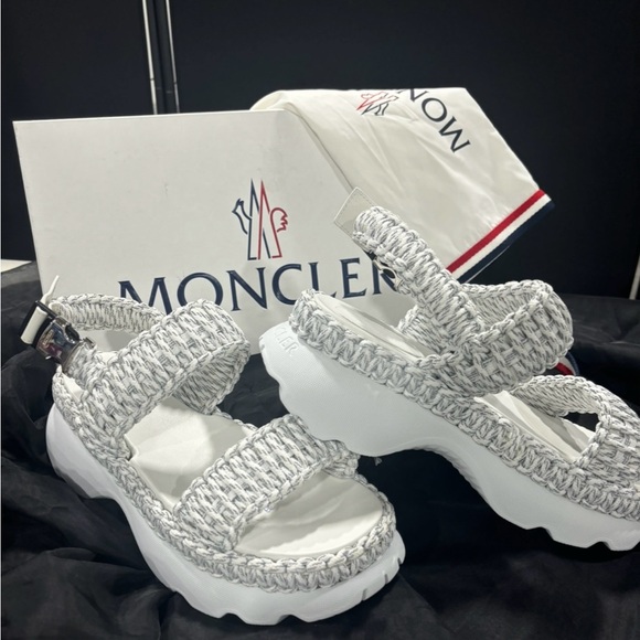 Moncler White and Gray Sandals - Picture 1 of 2